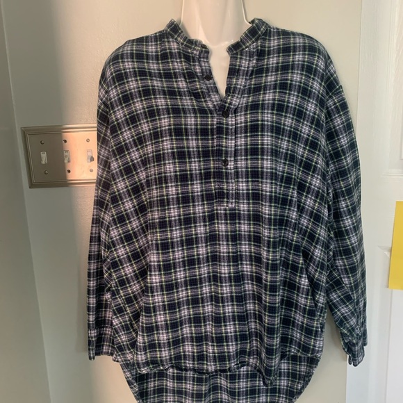 McGee Ireland Flannel Grandfather Shirt Adult L Men’s Large Blue Plaid NWOT 🍀 - Picture 6 of 7